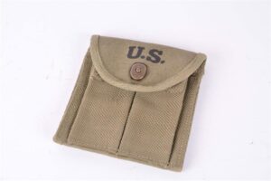 Magazine Stock Pouch, WWII-Type, for 2-15 Rnd Mags, New Commercial, M1 Carbine, OD