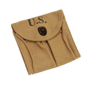 Magazine Stock Pouch, WWII-Type, for 2-15 Rnd Mags, New Commercial, M1 Carbine, Khaki